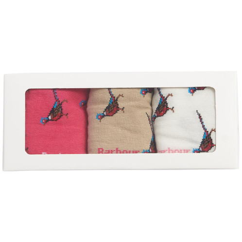 Pink Dahlia Barbour Womens Pheasant Sock Gift Set Boxed