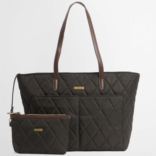 Olive Barbour Womens Quilted Tote Bag Set