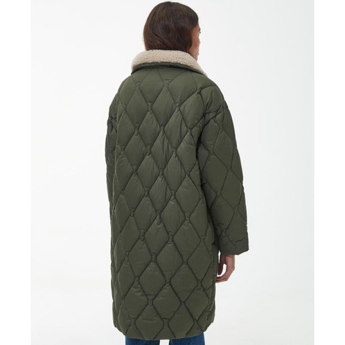 Deep Olive Barbour Womens Samphire Quilt Jacket Back