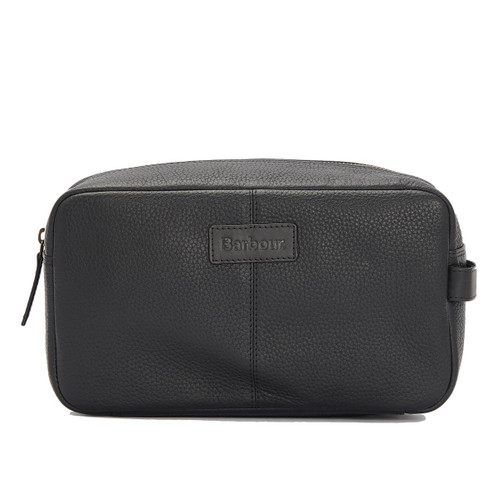 Black Barbour Highgate Leather Washbag