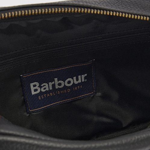 Black Barbour Highgate Leather Washbag Lining