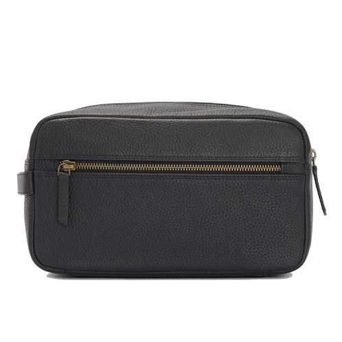 Black Barbour Highgate Leather Washbag Back