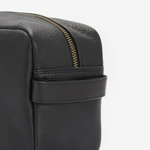 Black Barbour Highgate Leather Washbag Handle