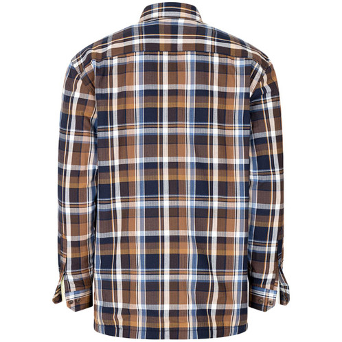 Navy/Brown Check Hoggs Of Fife Mens Arran Microfleece Lined Cotton Shirt Back