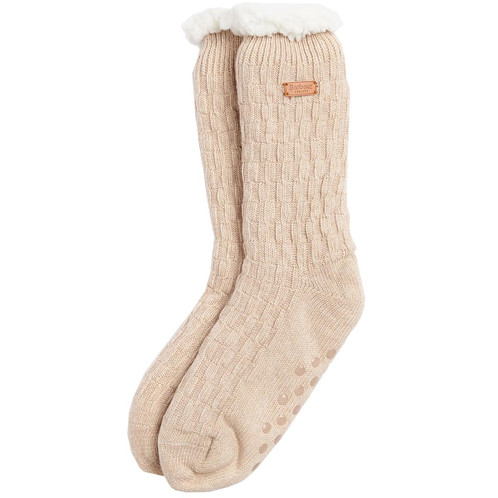 Oatmeal Barbour Womens Cable Knit Lounge Socks