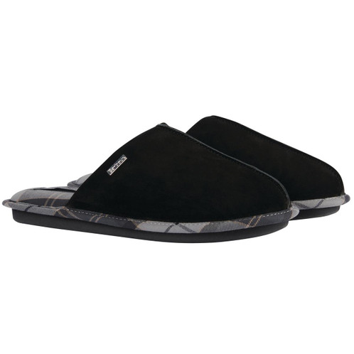 Black Barbour Mens Foley Slippers