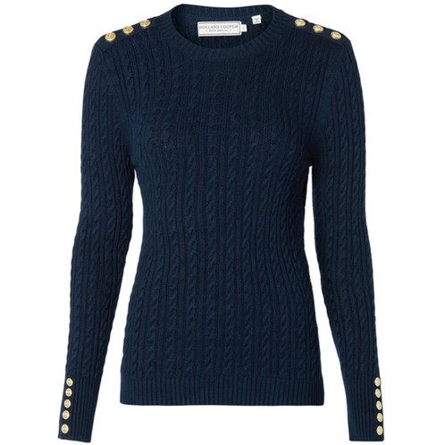 Ink Navy Holland Cooper Womens Seattle Cable Crew Neck Knitted Jumper