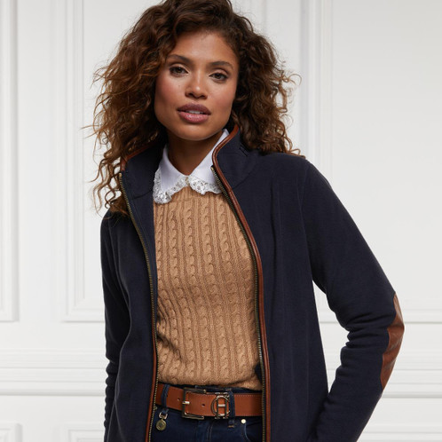 Ink navy Holland Cooper Womens Country Fleece Jacket Model