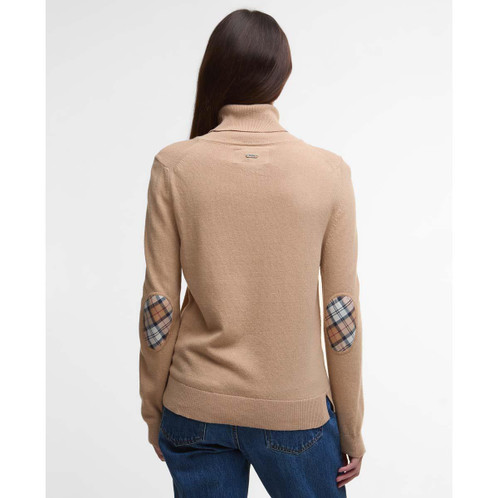 Pale Camel/Hessian Barbour Womens Pendle Roll Collar Jumper Back