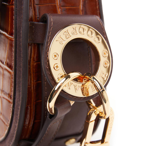 Tan Croc Holland Cooper Womens Chelsea Saddle Bag Detail