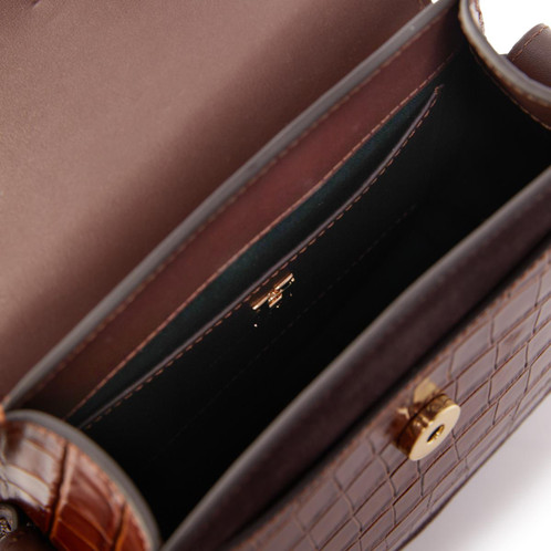 Tan Croc Holland Cooper Womens Chelsea Saddle Bag Inside