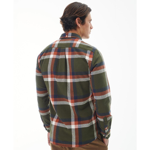 Olive Barbour Mens Folley Tailored Shirt Back