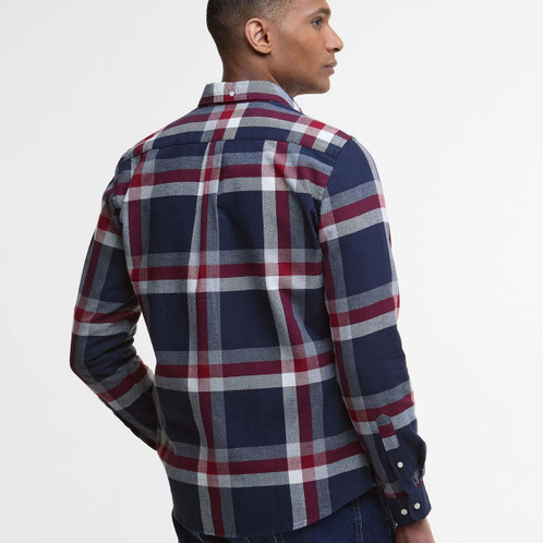 Navy/Red Barbour Mens Folley Tailored Shirt Back
