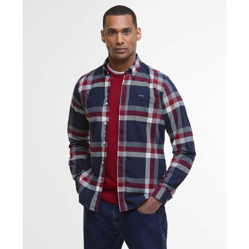Navy/Red Barbour Mens Folley Tailored Shirt On Model