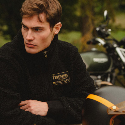 Black/Gold Triumph Mens Roadhouse High Pile Fleece
