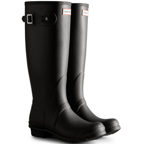 Black Hunter Womens Original Tall Tri Colour Logo Backstrap Boots