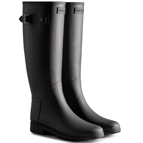 Black Hunter Womens Refined Tall Tri Colour Stripe Backstrap Boots