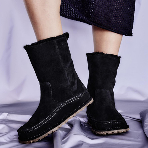 Black Birkenstock Uppsala Shearling Suede Leather