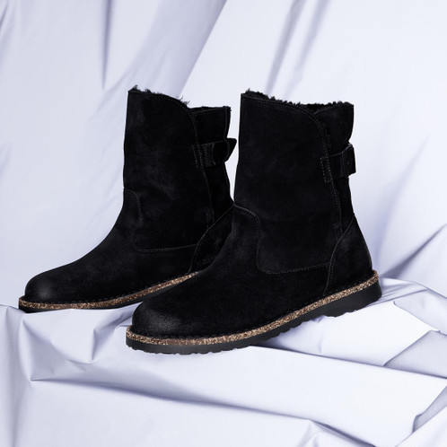 Black Birkenstock Uppsala Shearling Suede Leather