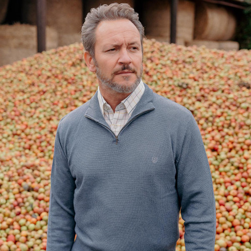 Albert and Maurice Mens Colwall Seawool Zip Neck Jumper Denim Lifestyle