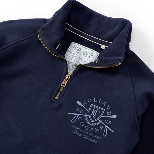 Navy Holland Cooper Womens Crest Zip Henley Jumper Details