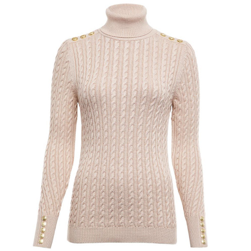 Oatmeal Holland Cooper Womens Seattle Roll Neck Cable Knit Jumper
