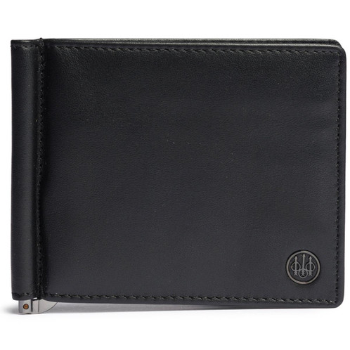 Black Beretta Mens Credit Card Holder With Metal Clip Classic