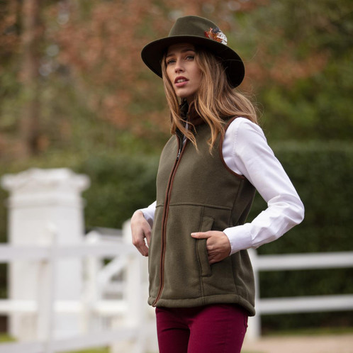 Green Alan Paine Womens Aylsham Fleece Waistcoat Lifestyle