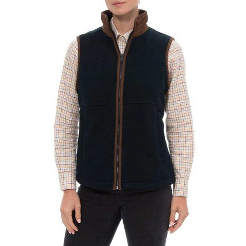 Dark Navy Alan Paine Womens Aylsham Fleece Waistcoat On Model