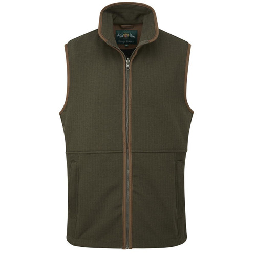 Green Herringbone Alan Paine Aylsham Mens Fleece Waistcoat