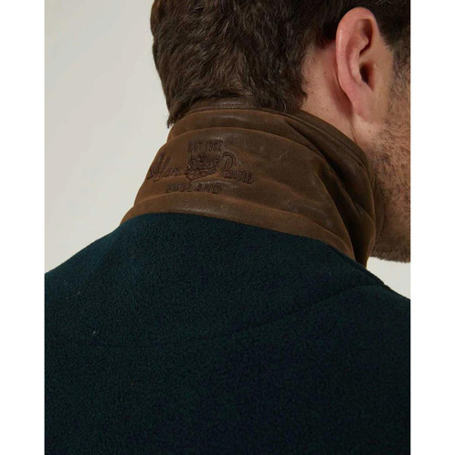 Dark Navy Alan Paine Aylsham Mens Fleece Waistcoat On Model Back Neck Detail