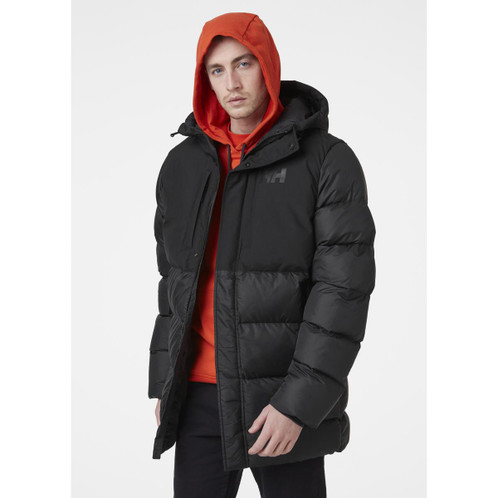 Black Helly Hansen Mens Active Puffy Long Jacket On Model
