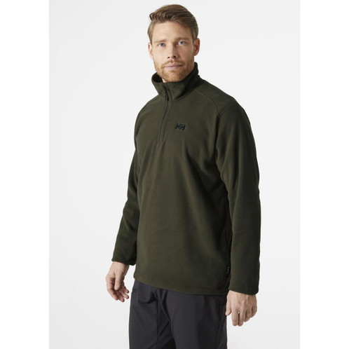 Utility Green Helly Hansen Mens Daybreaker 1/2 Zip Fleece On Model