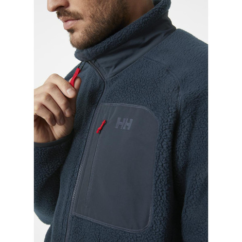Navy Helly Hansen Mens Panorama Pile Fleece Block Jacket On Model Detail