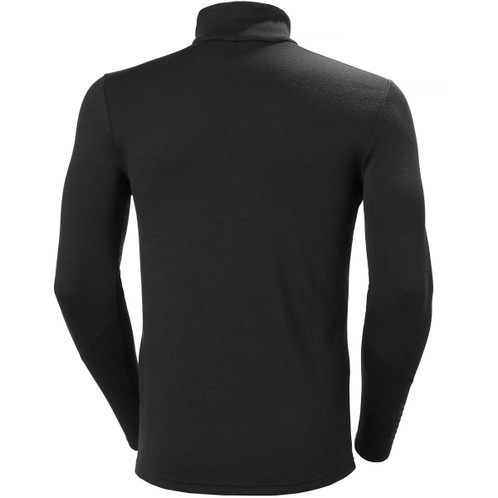 Black Helly Hansen Mens Lifa Merino Midweight 1/2 Zip Base Layer Rear