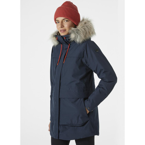 Navy Helly Hansen Womens Coastal Parka On Model