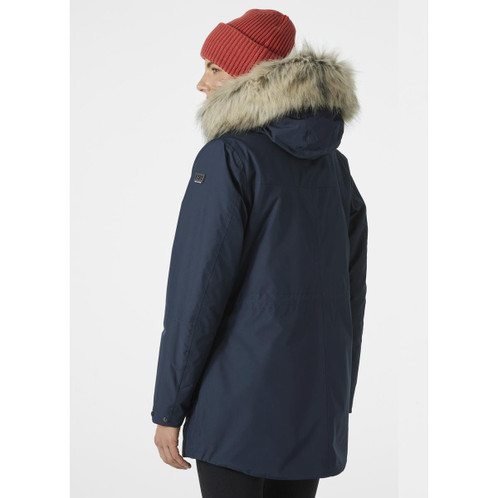 Navy Helly Hansen Womens Coastal Parka On Model Rear