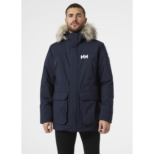 Navy Helly Hansen Mens Reine Parka On Model