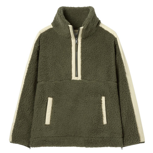 Olive Joules Womens Tilly Borg Zip Neck