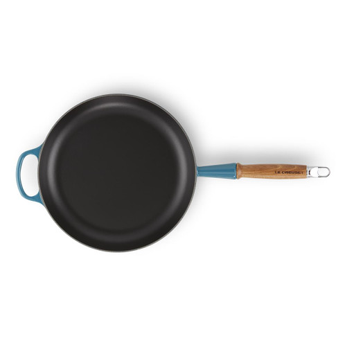  Le Creuset 28cm Cast Iron Frying Pan With Wooden Handle Deep Teal