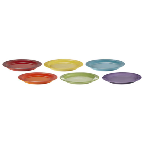Le Creuset Stoneware Rainbow Set Of 6 Dinner Plates