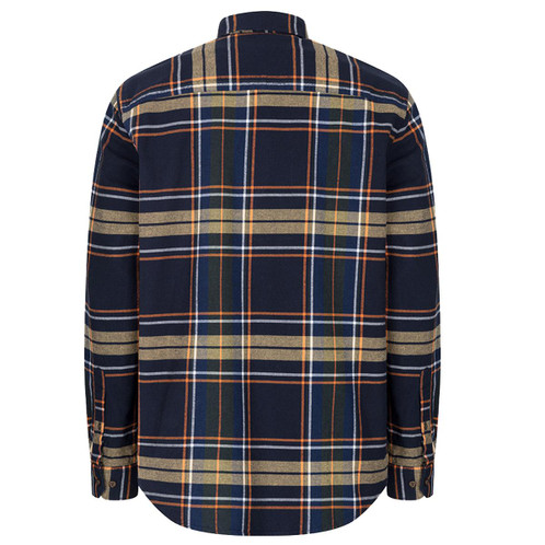 Navy Hoggs Of Fife Mens Coll Cotton Twill Check Shirt Rear