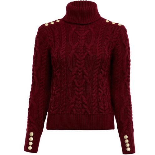 Oxblood Holland Cooper Womens Belgravia Cable Knit