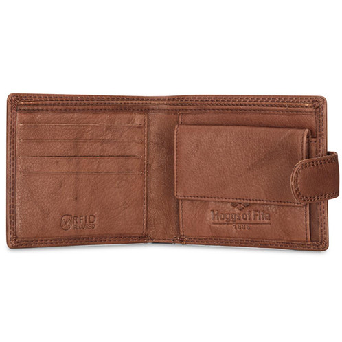 Hazelnut Hoggs Of Fife Monarch Leather Coin Wallet Open