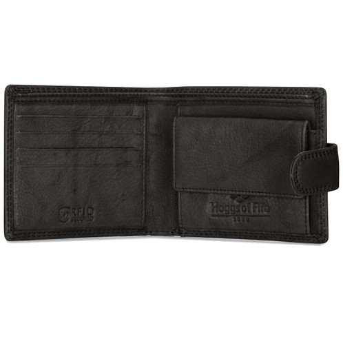 Black Hoggs Of Fife Monarch Leather Coin Wallet Open