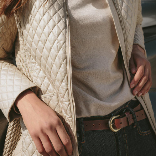 Closeup Brown Barbour Womens Allanton Leather Belt