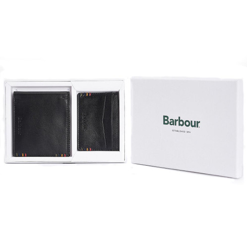 Barbour Mens Cairnwell Wallet and Cardholder Gift Set Packaged