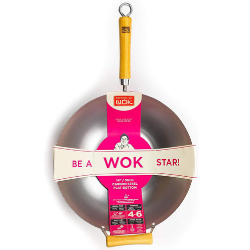 School of Wok 14"/36cm Uncoated Carbon Steel Wok Top