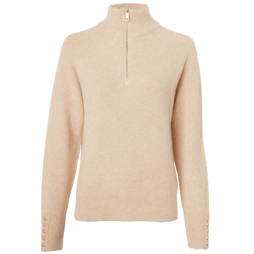 Camel Holland Cooper Womens Tori Half Zip Knitted Jumper