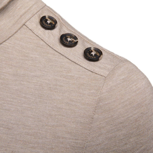 Oatmeal Holland Cooper Womens Essential Roll Neck Top Buttons